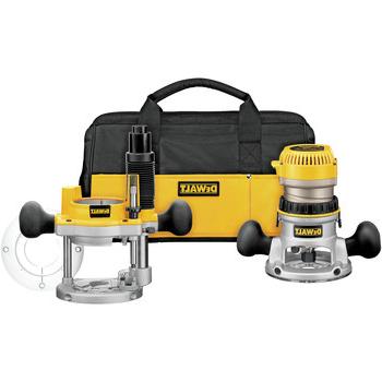 PLUNGE BASE ROUTERS | Factory Reconditioned Dewalt DW618PKBR 2-1/4 HP EVS Fixed/Plunge Base Router Combo Kit with Soft Case