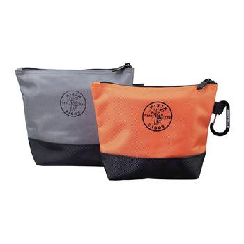 TOOL STORAGE | Klein Tools 55470 2-Piece Stand-Up Zipper Tool Bag Set - Orange/Black, Gray/Black