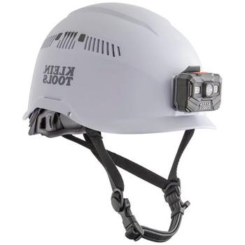 HARD HATS | Klein Tools 60150 Vented-Class C Safety Helmet with Rechargeable Headlamp - White